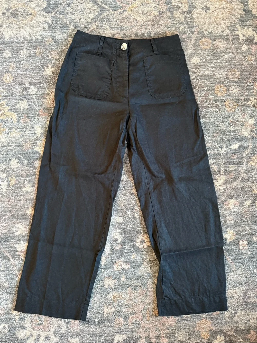 Quince 100% European Linen Patch Pocket Wide Leg Pants 6